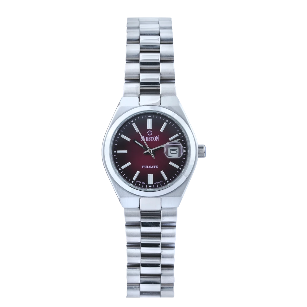 Sveston Pulsate — Silver / Maroon · Stainless Steel