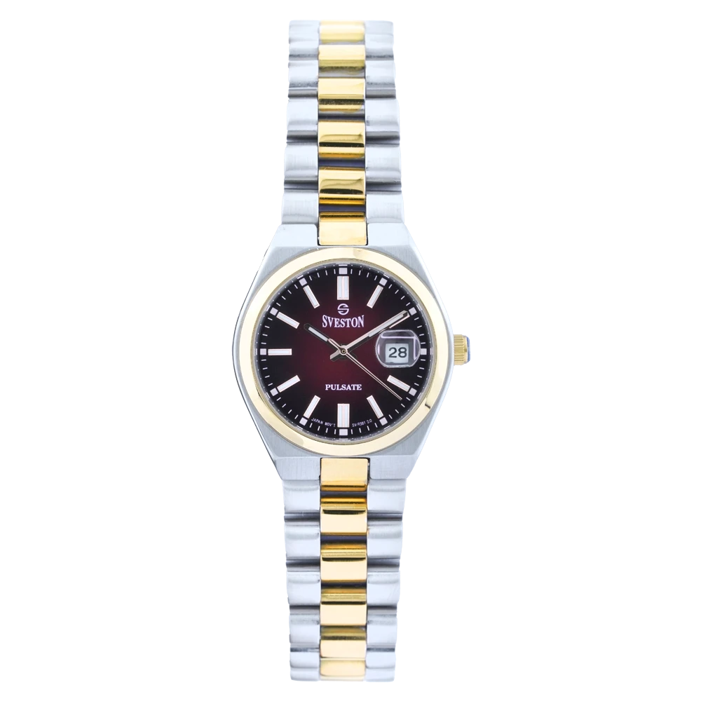 Sveston Pulsate — Gold & Silver / Maroon · Stainless Steel