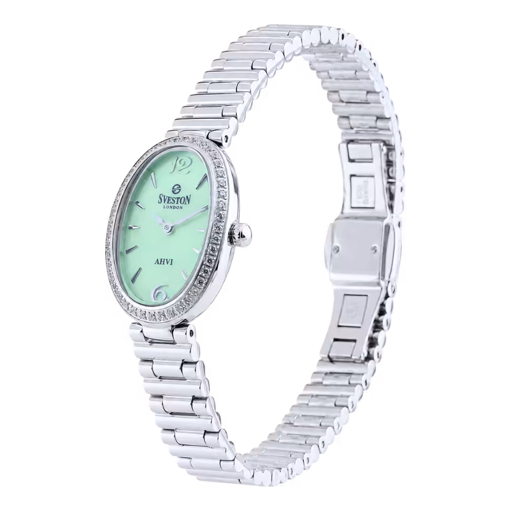 Sveston London AHVI Women's Light Green Dial Watch - Angle / Side View