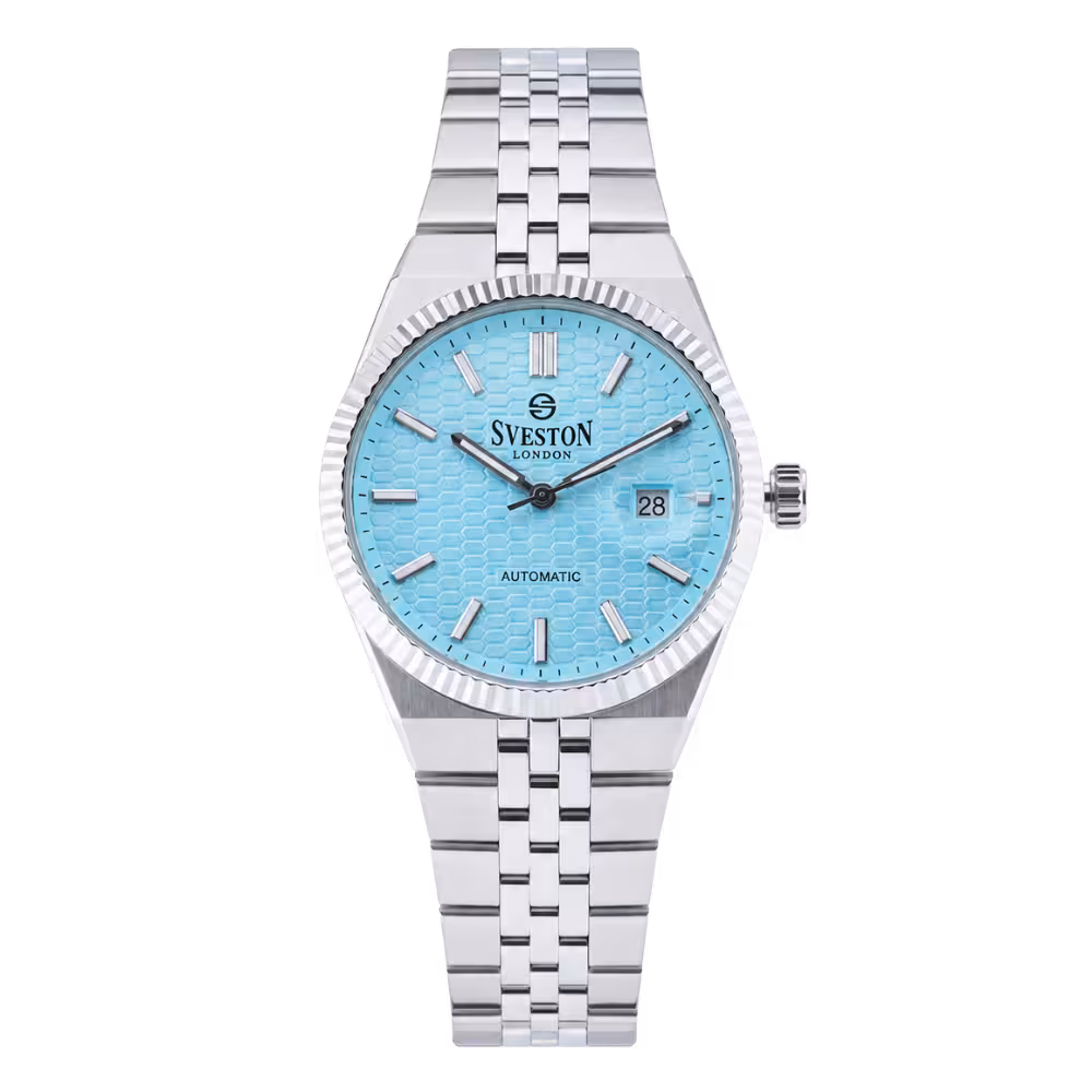 Sveston London AUTOMATIC — Silver / Cyan · Stainless Steel