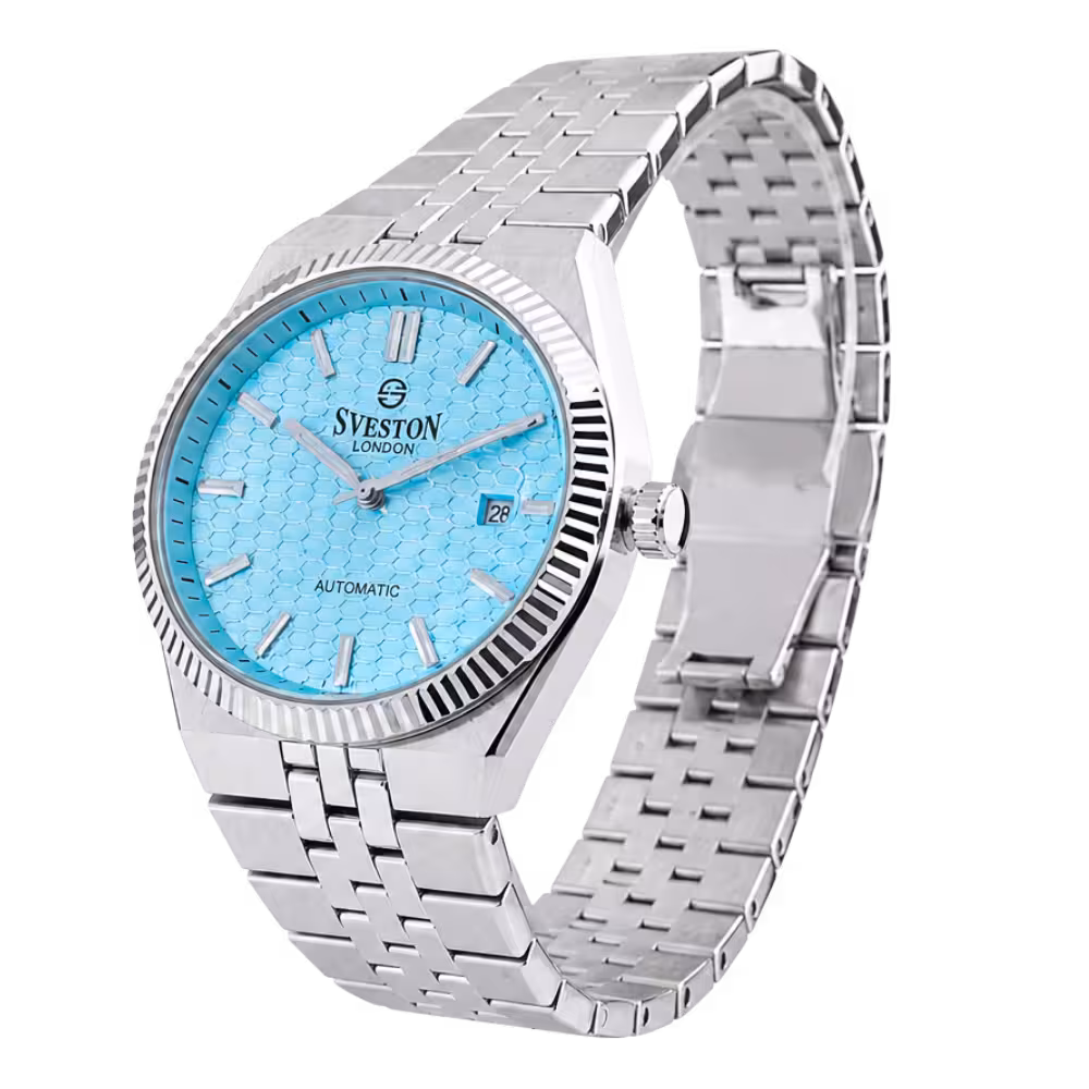 Sveston London AUTOMATIC Men's Cyan Dial Watch - Angle / Side View
