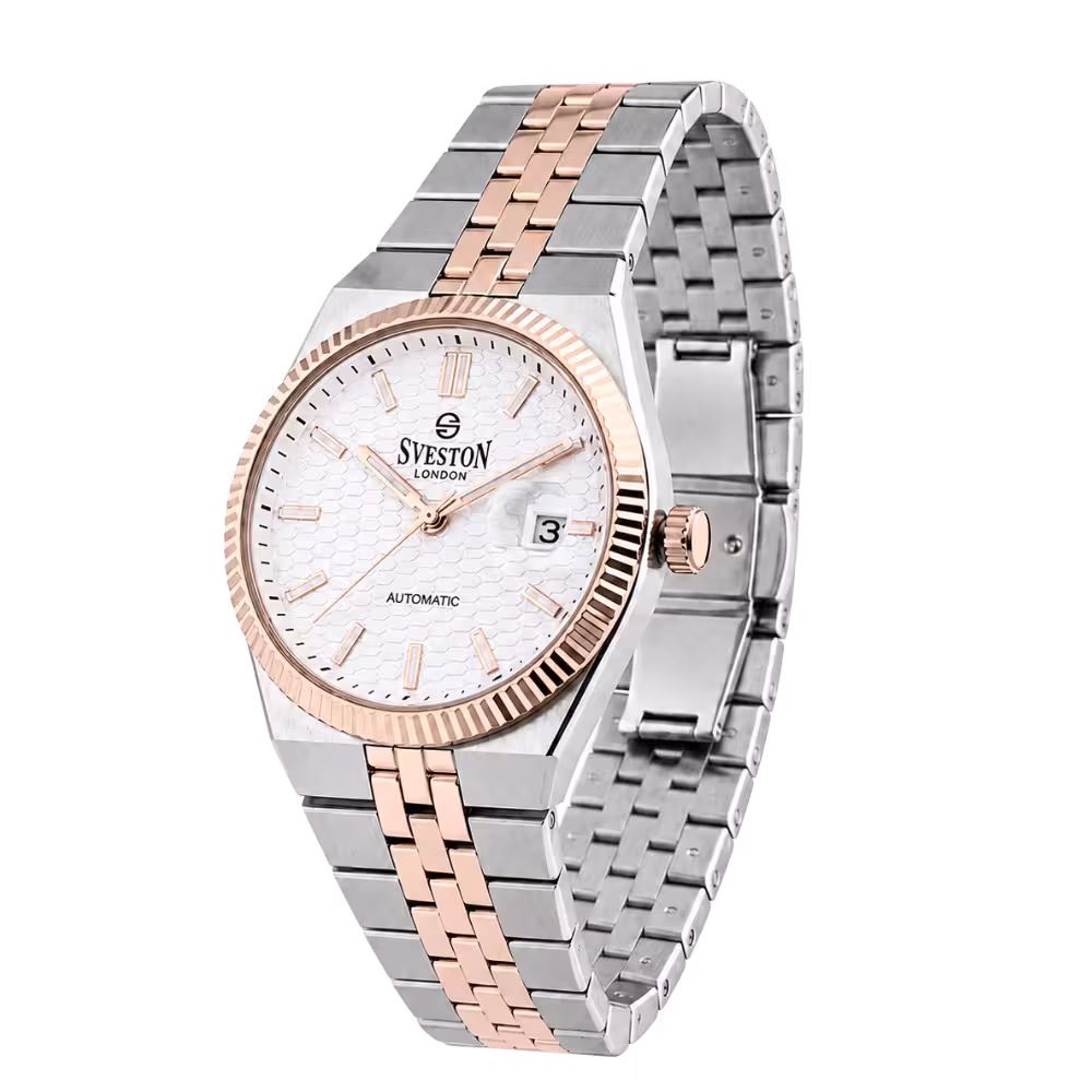 Sveston London AUTOMATIC Men's Silver Dial Watch - Angle / Side View