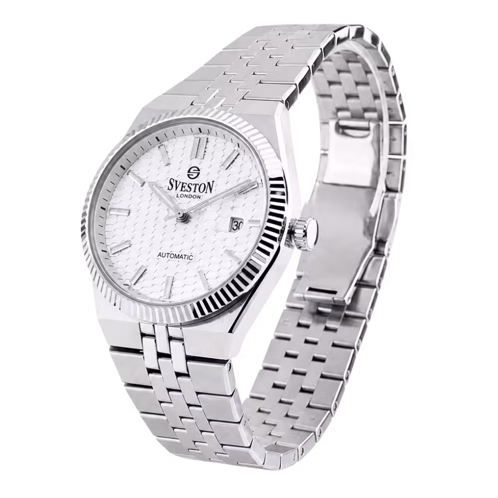 Sveston London AUTOMATIC Men's White Dial Watch - Angle / Side View
