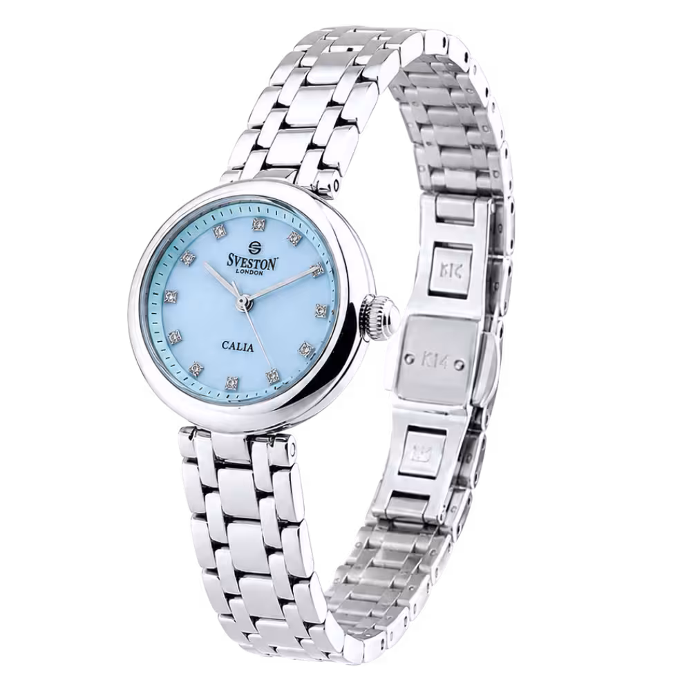 Sveston London CALIA Women's Cyan Dial Watch - Angle / Side View