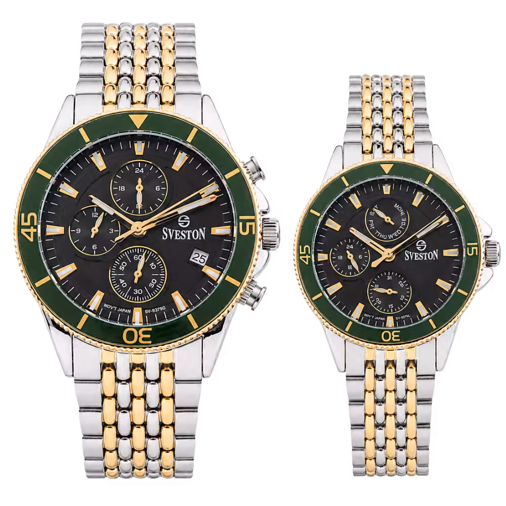Sveston COUPLE Couple's Green Dial Watch - Angle / Side View