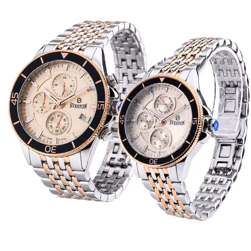 Sveston COUPLE Couple's Light Pink Dial Watch - Angle / Side View