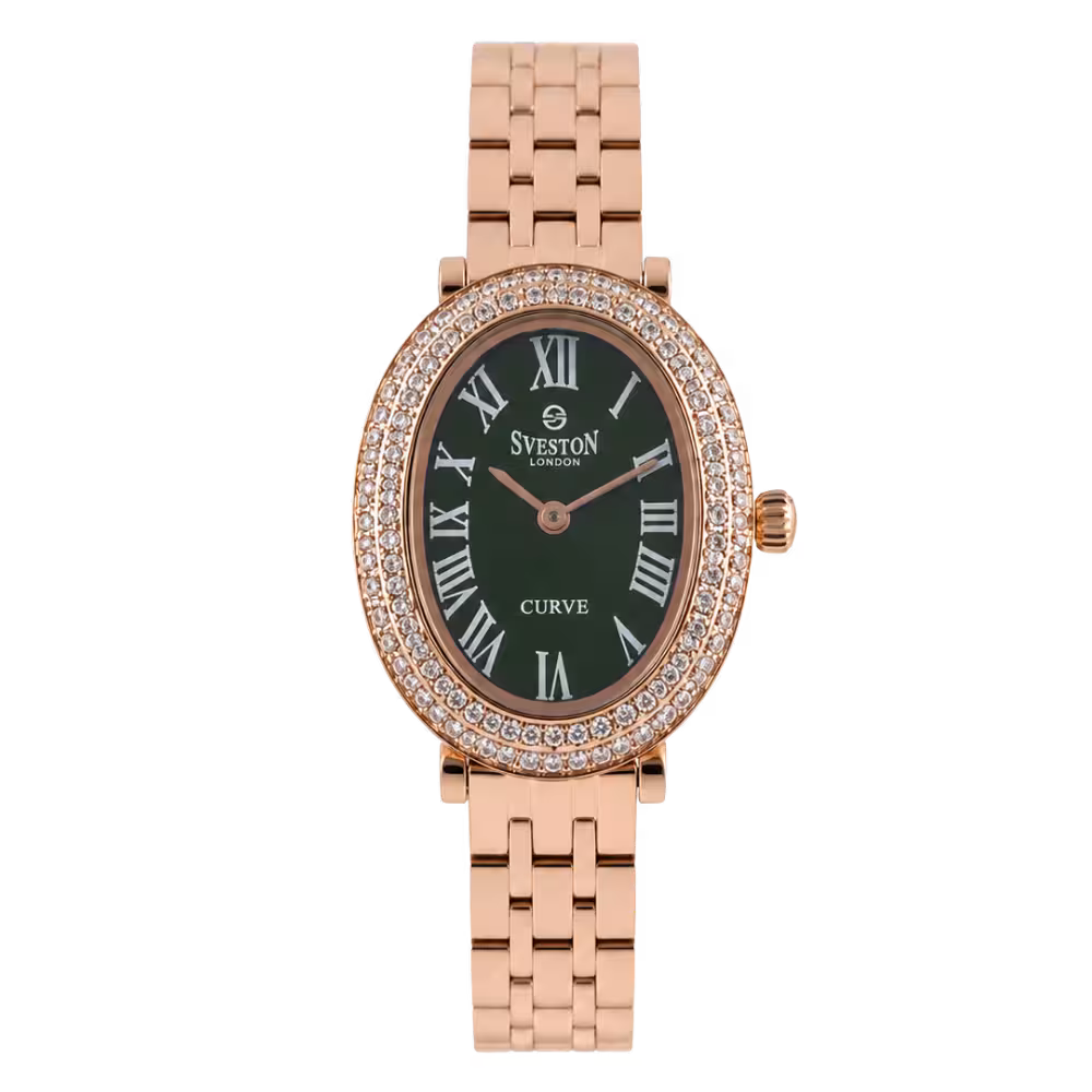 Sveston London CURVE — Rose / Dark Green · Stainless Steel