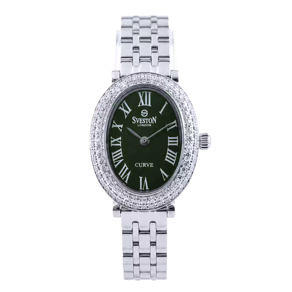 Sveston London CURVE — Silver / Dark Green · Stainless Steel