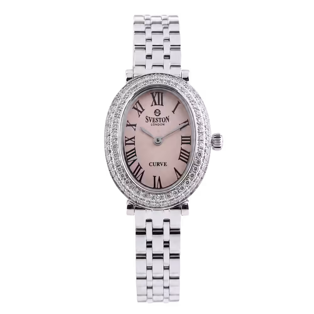 Sveston London CURVE — Silver / Pastel Pink · Stainless Steel