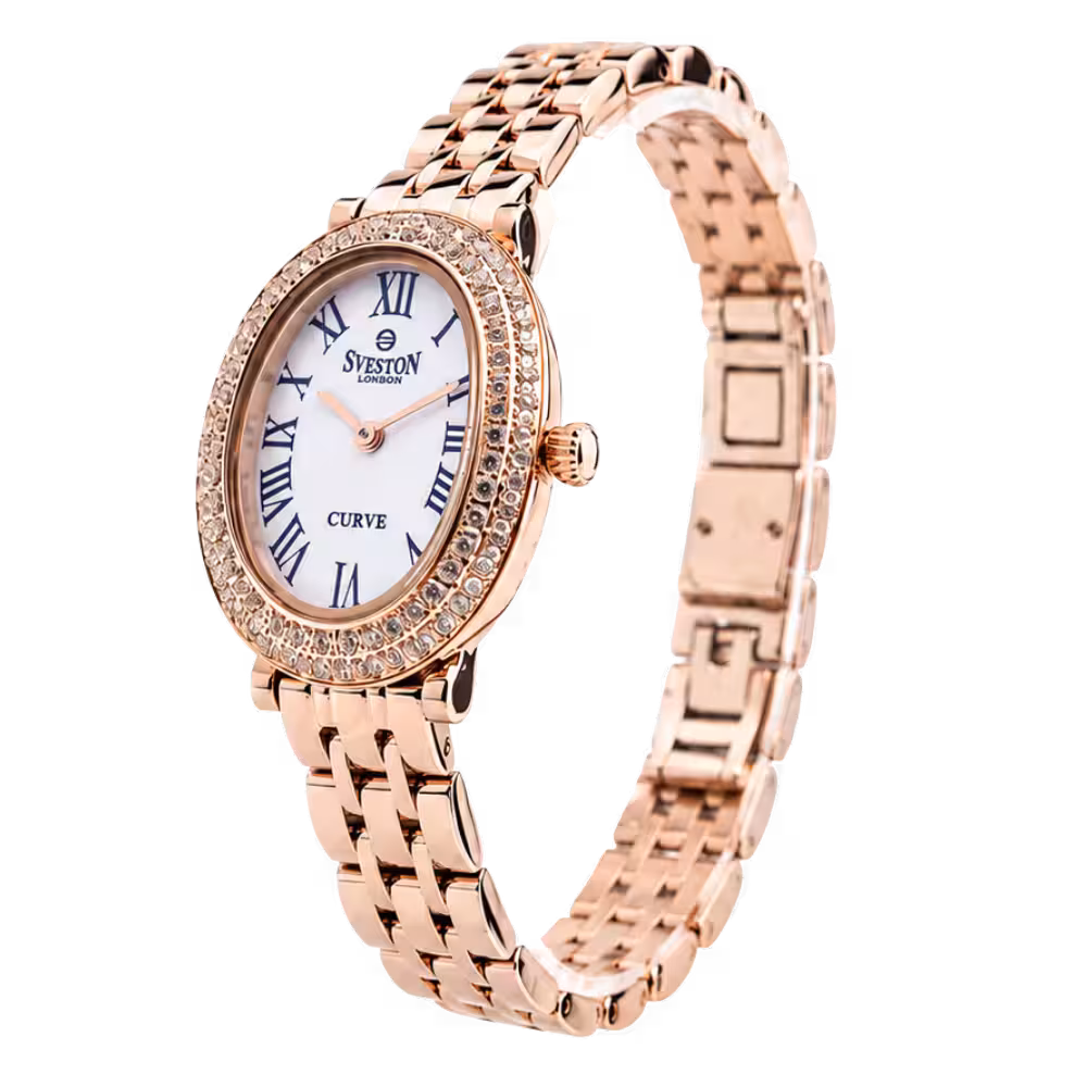 Sveston London CURVE Women's White Dial Watch - Angle / Side View