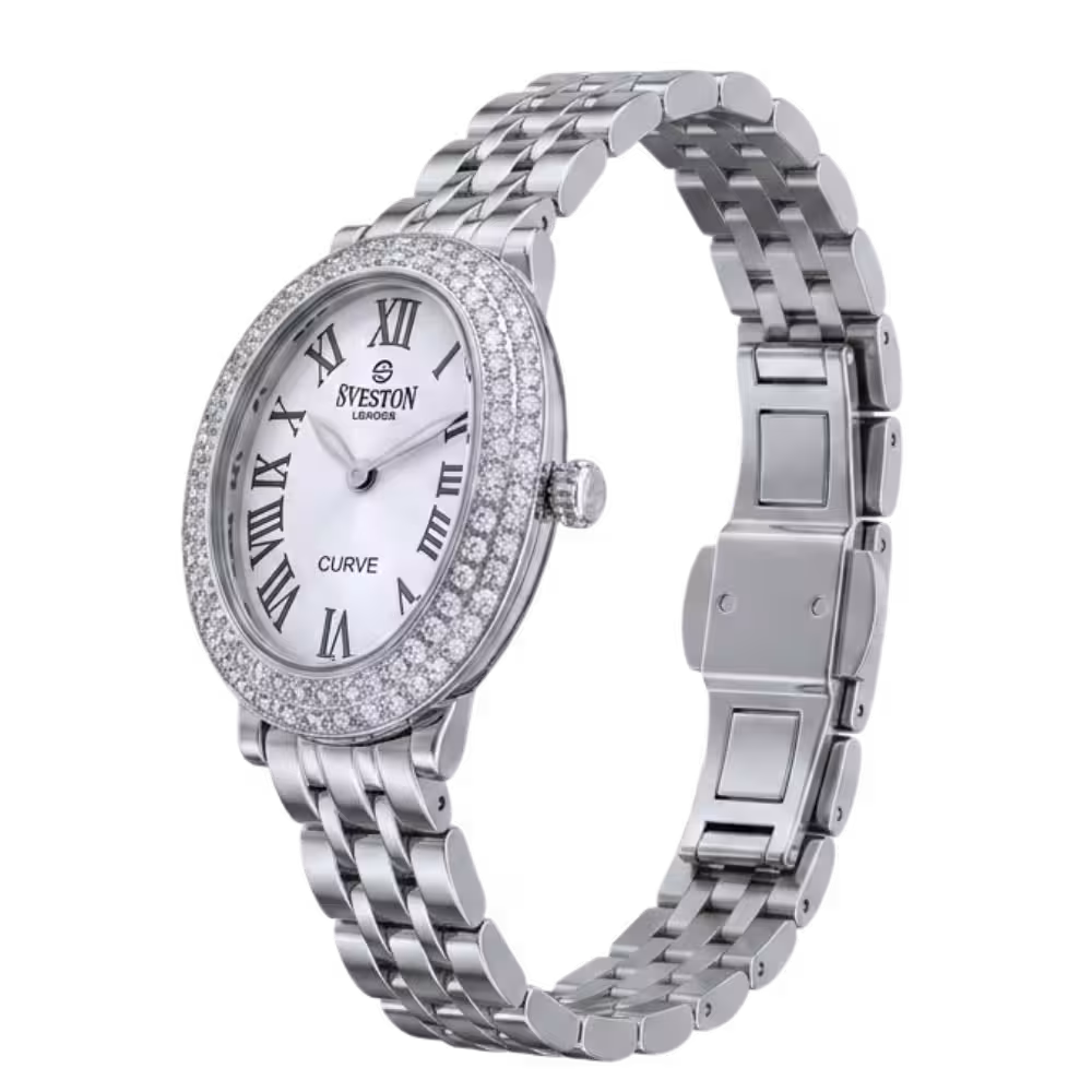 Sveston London CURVE Women's White Dial Watch - Angle / Side View