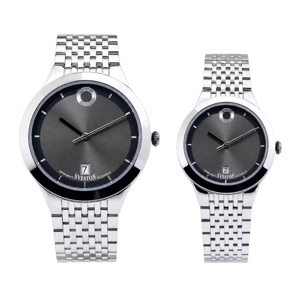 Sveston ELAGANT COUPLE Couple's Gray Dial Watch - Dial Close-Up