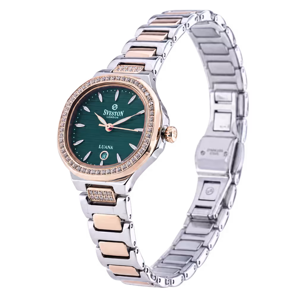 Sveston London LUANA Women's Green Dial Watch - Angle / Side View