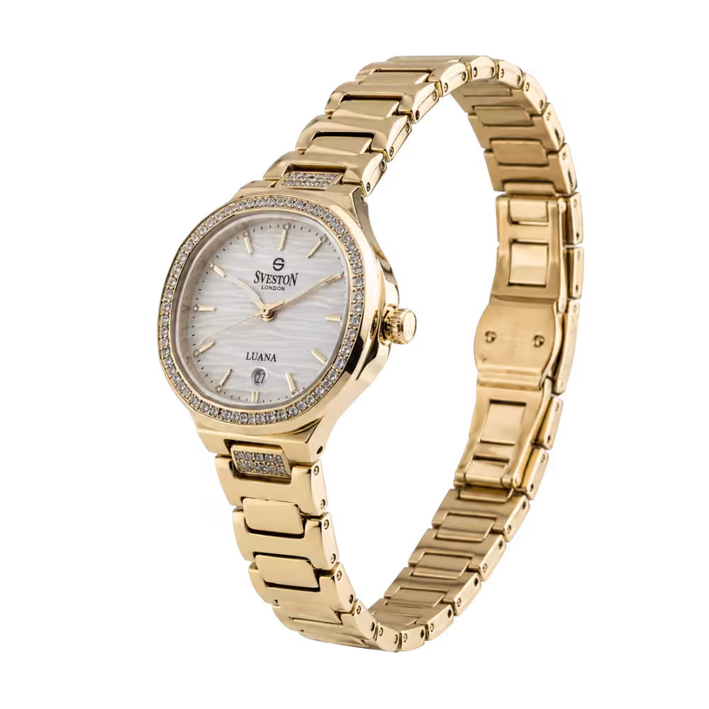 Sveston London LUANA Women's Gold Dial Watch - Angle / Side View