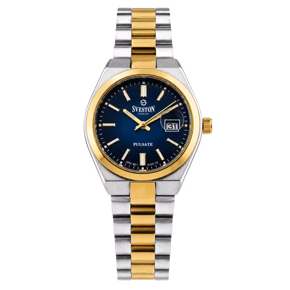 Sveston PULSATE — Gold & Silver / Dark Blue · Stainless Steel