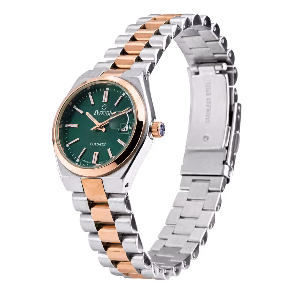 Sveston PULSATE Women's Green Dial Watch - Angle / Side View