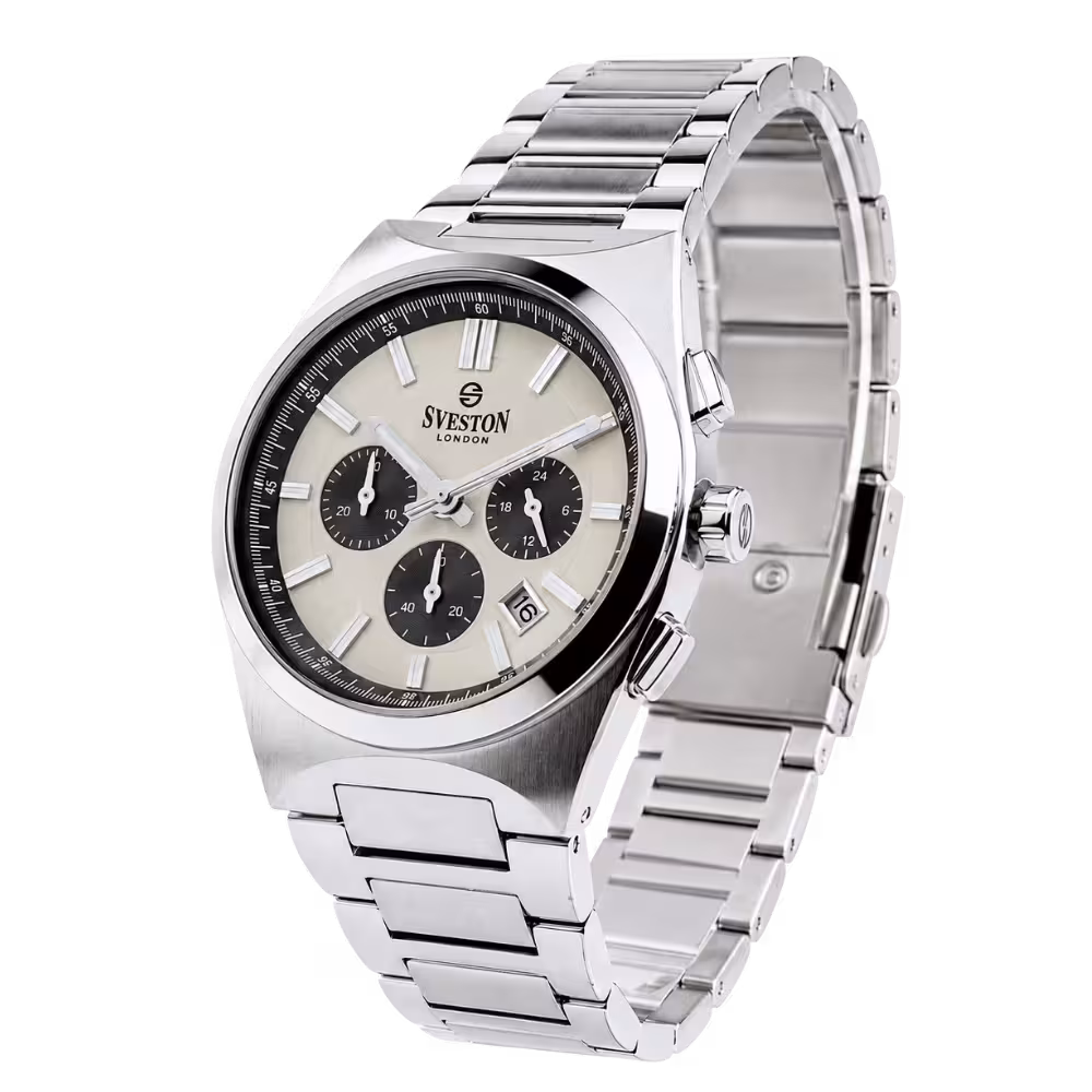 Sveston London RAPTOR Men's Beige & Black Dial Watch - Angle / Side View