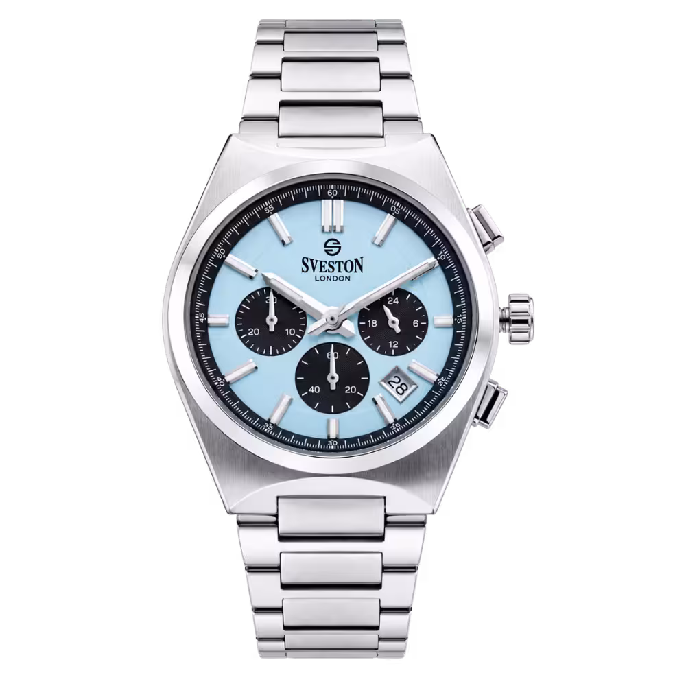 Sveston London RAPTOR — Silver / Cyan & Black · Stainless Steel