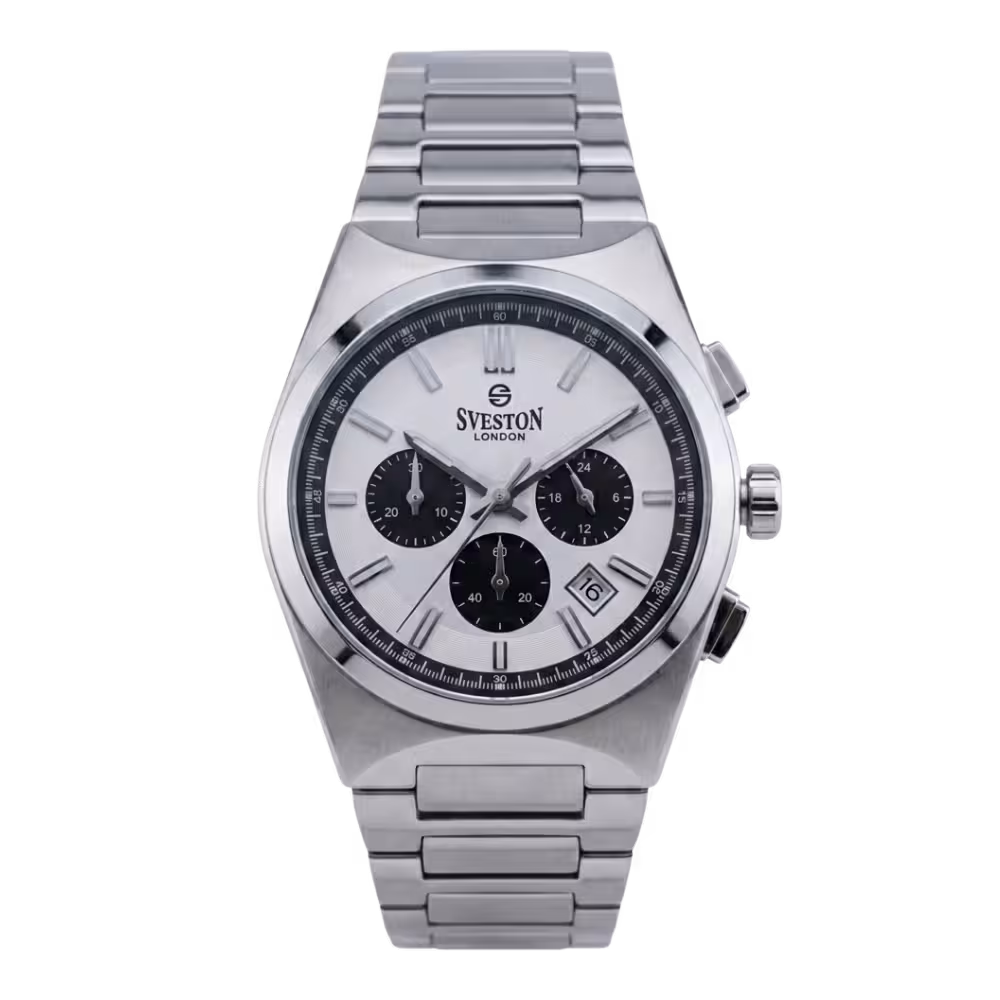 Sveston London RAPTOR — Silver Brace - White & Black Dial