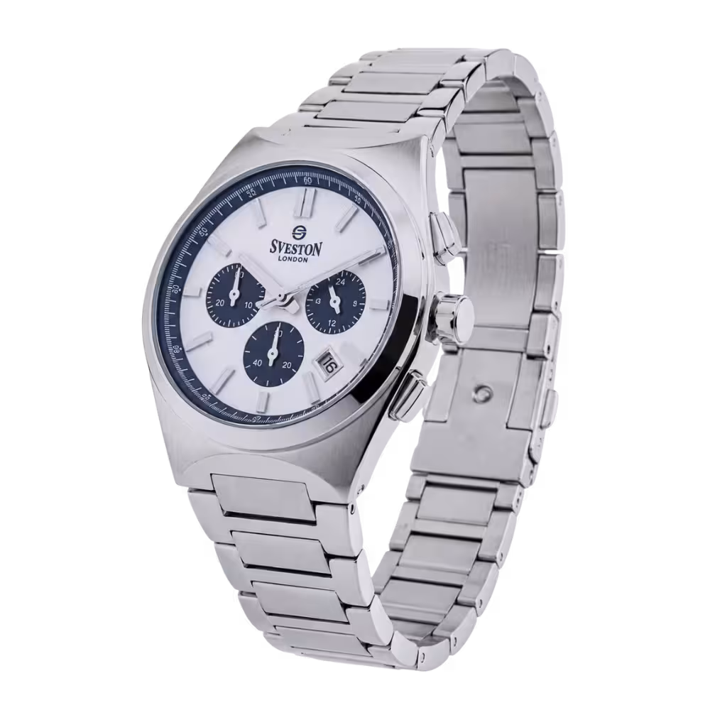 Sveston London RAPTOR Men's White & Black Dial Watch - Angle / Side View