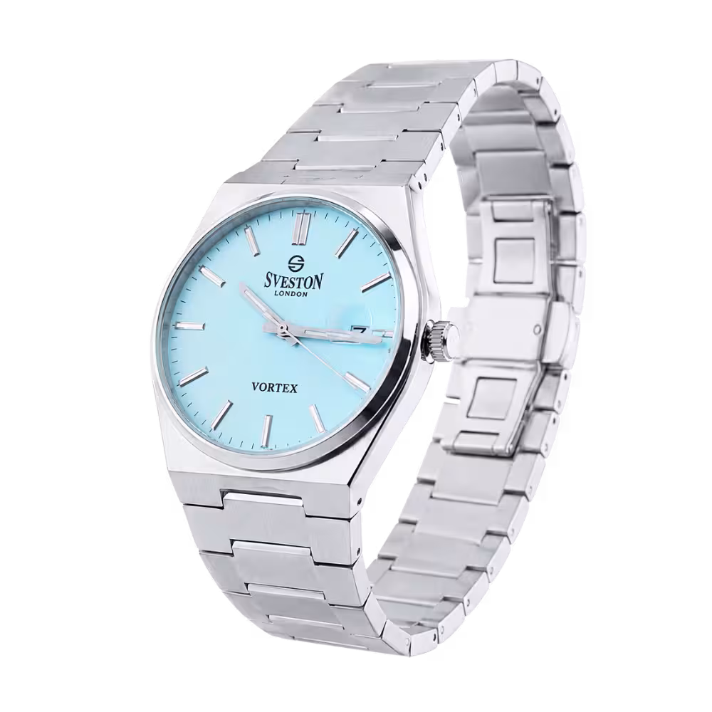 Sveston London VORTEX Men's Cyan Dial Watch - Angle / Side View