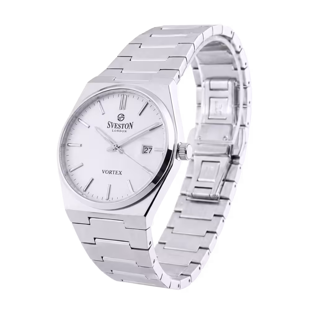 Sveston London VORTEX Men's White Dial Watch - Angle / Side View