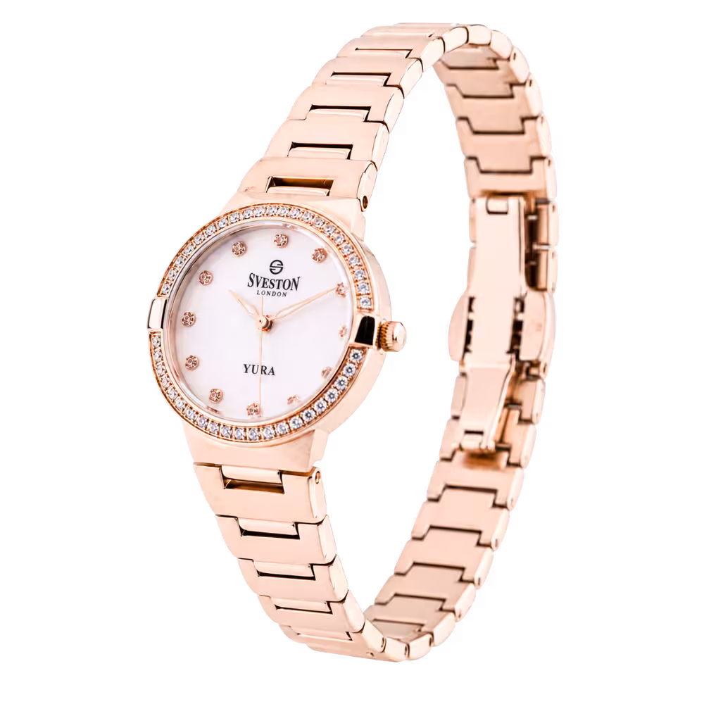 Sveston London YURA Women's Rose Dial Watch - Angle / Side View