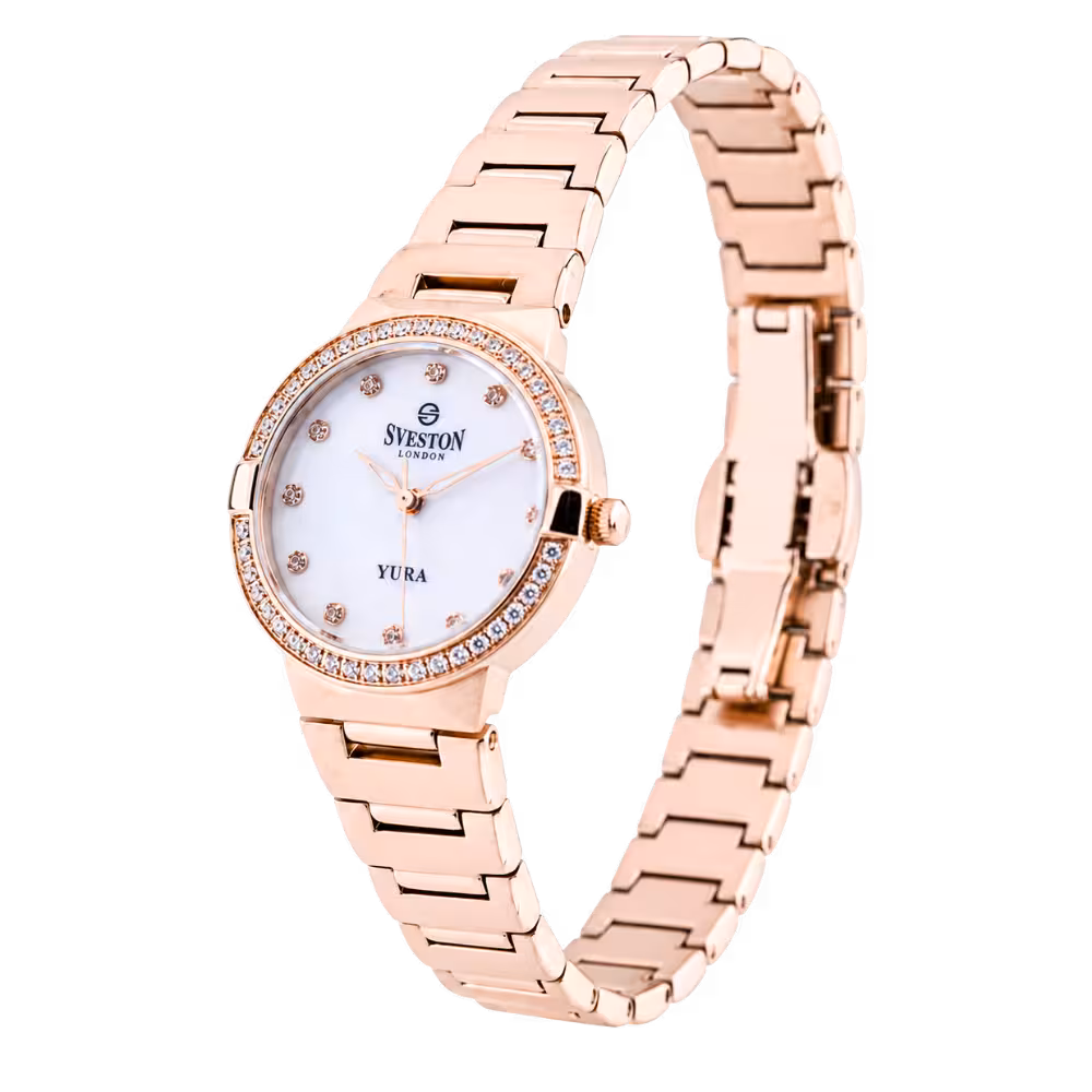 Sveston London YURA Women's White Dial Watch - Angle / Side View