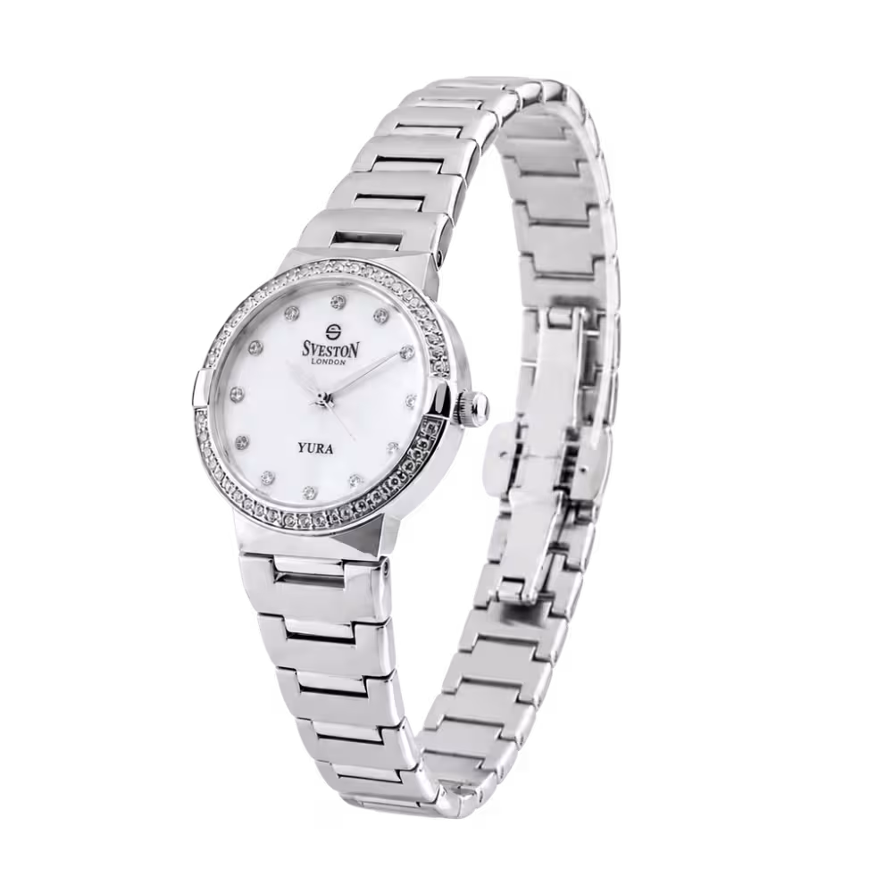Sveston London YURA Women's White Dial Watch - Angle / Side View